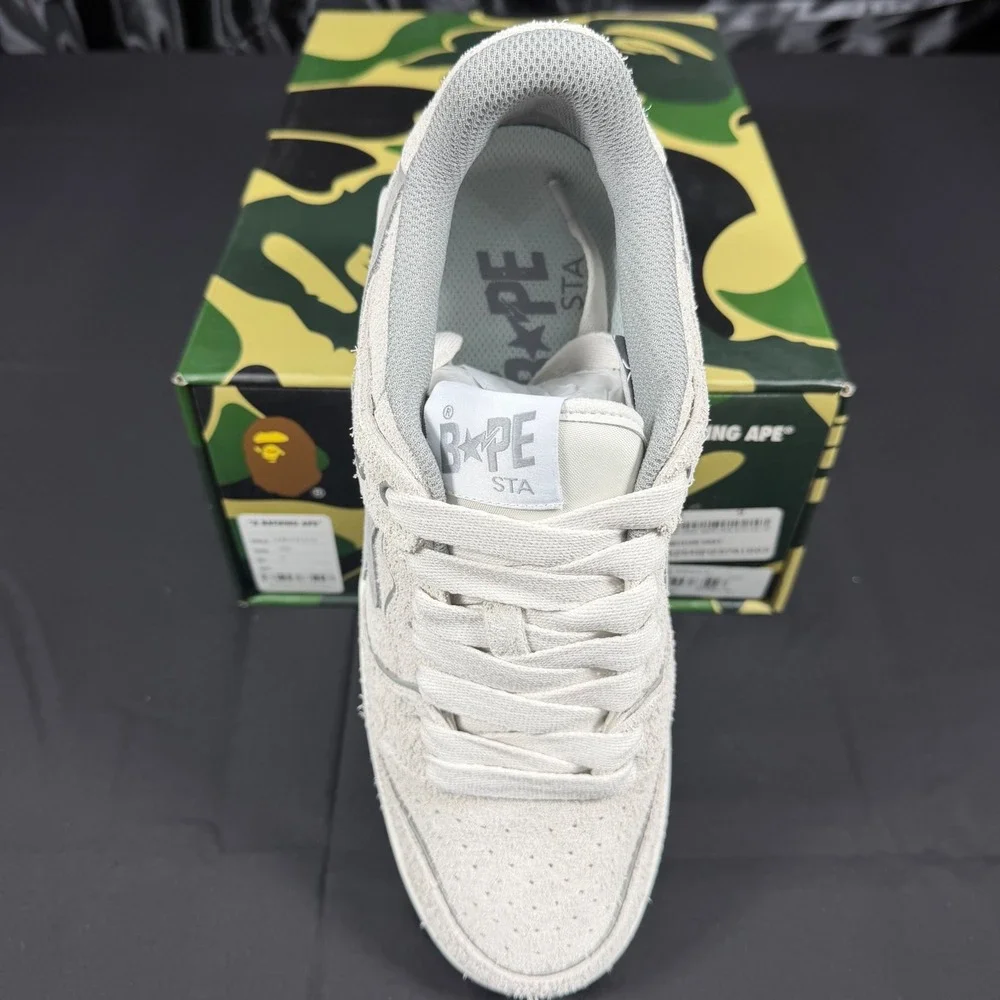 A Bathing Ape BAPE SK8 Sta Gray Hairy Suede Sneakers 1K80191312 Mens Size 9